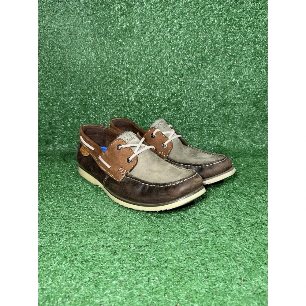 Clarks Mens Size 8.5 Noonan Lace Brown Deck Boat Shoes Casual Comfort Sneakers‎